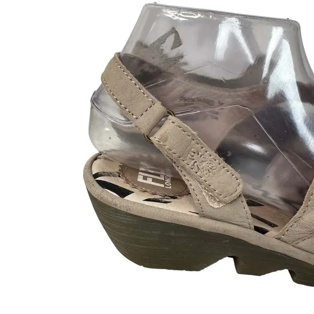 Fly London Womens Pele Slingback Shoes Taupe Leather Closed Toe EU 38